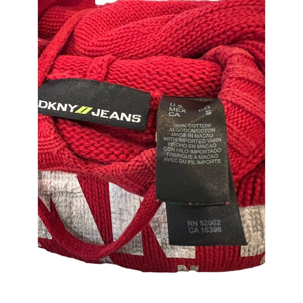 DKNY jeans red pullover hoodie Small long sleeve pouch pocket - Picture 7 of 10
